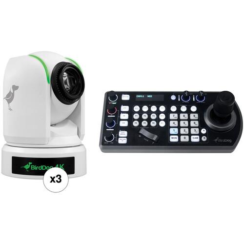 BirdDog P4K 4K Full NDI PTZ Kit de 3 cámaras (blanco)