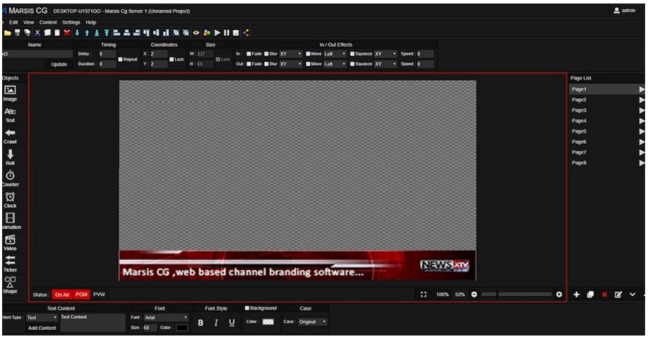 Marsis Channel in a Box Playout, CGe ingesta de video de 1 y 2  canales