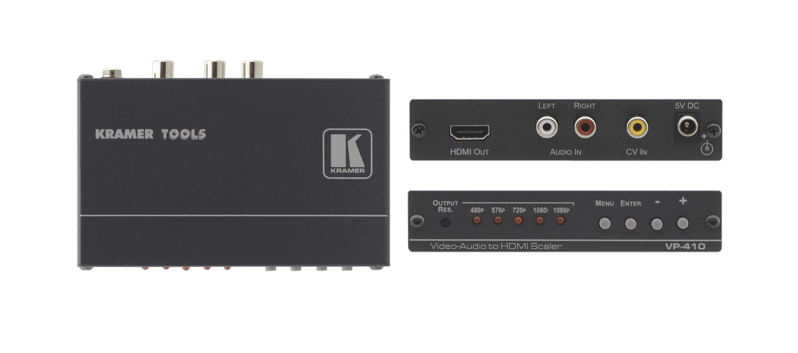 Escalador de video compuesto y audio estéreo a HDMI VP-410